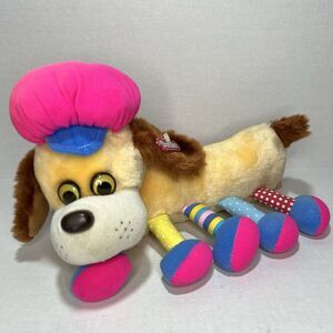Vintage Dan Dee Lots of Legs Plush Pink Dog Caterpillar Googly Eyes Animal